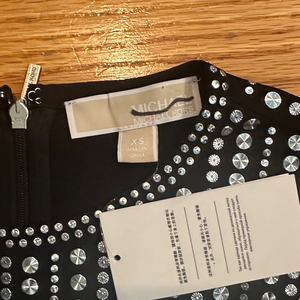 NWT - Michael Kors Elegant Black and Silver Beaded Dress XS - Picture 2 of 3